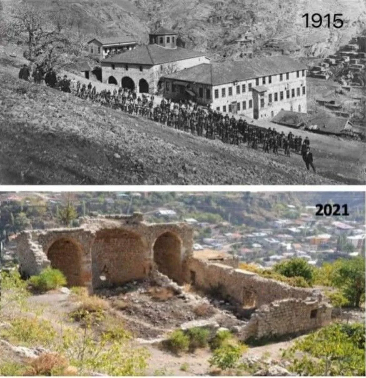 Սուրբ Հակոբ վանքը Հաճնում՝ 1915 և 2021 թթ.